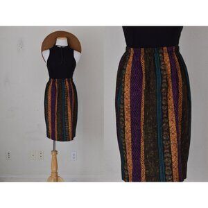 Vintage 80s Rayon/Cotton‎ High Waisted Straight Skirt size 8 | 24-30 waist